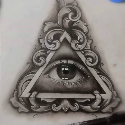 Eye inside an ornate triangle