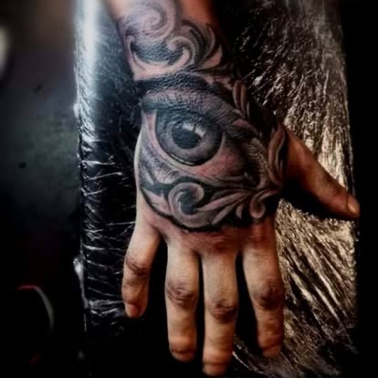 Realistic eye on the back of a hand